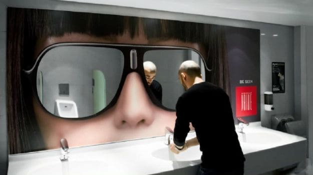 Bathroom Advertising - Eyewear advertsing