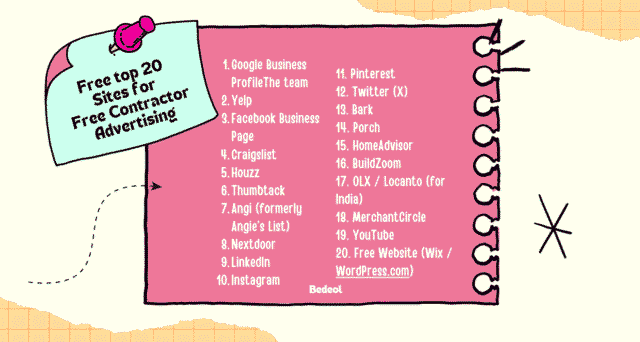 Free top 20 Sites for Free Contractor Advertising - bedeol